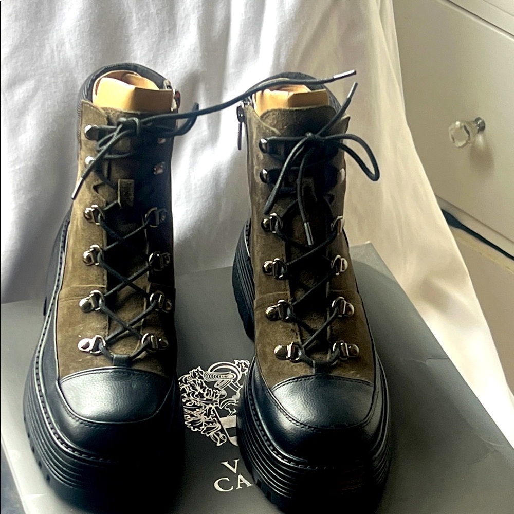 Vince Camuto-  Black and Olive Women's Combat Boots